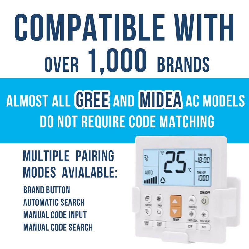 HQRP Universal Remote Control for Air Conditioner: Window AC, Split AC, Mini Split AC etc. Compatible with Gree Midea Fujitsu Mitsubishi Lg Panasonic Sharp Hisense Haier Aux Mirage, 1000 Other Brands - Image 5